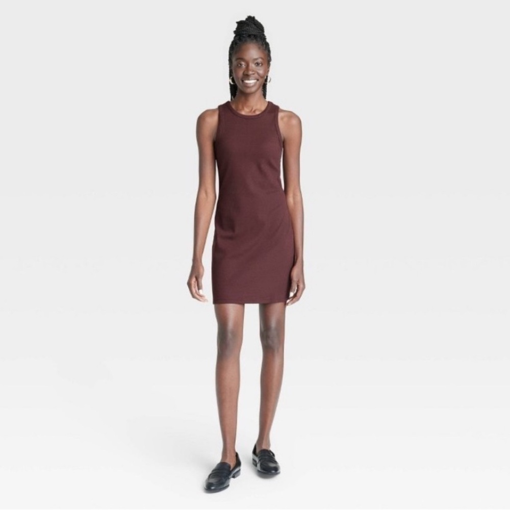 A New Day Rib Racer knit Tank Dress Brand- Brand new w/ Tags Women’s Large BROWN